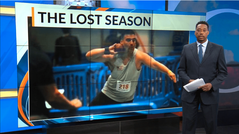 High school athlete competing in indoor track and field at Albuquerque Academy.