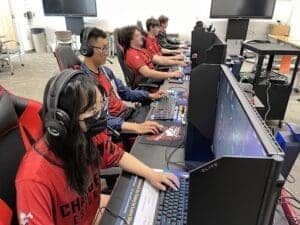Students working on computers in a classroom at Albuquerque Academy.