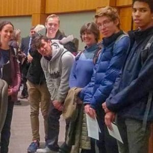 Students at Albuquerque Academy welcoming event or open house.