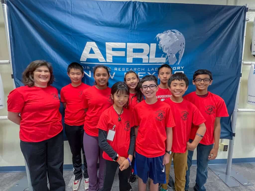 Bright young students at Albuquerque Academy's robotics team event.