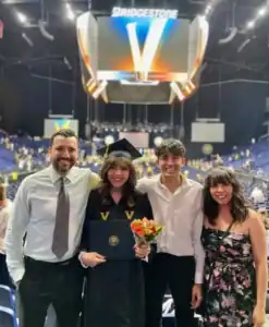 Albuquerque Academy graduation ceremony with graduates and family at the national sports complex.