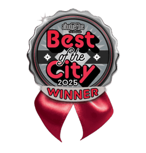 Award-winning Albuquerque Academy badge for Best of the City 2025, educational excellence, student achievement, Albuquerque NM.