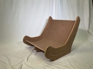 Modern wooden lounge chair with sleek design, ideal for contemporary seating.